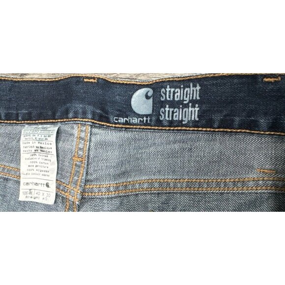 Carhartt Jeans Mens 40 Blue Denim Straight Fit Relaxed Work Pants 40x30 - Picture 3 of 11